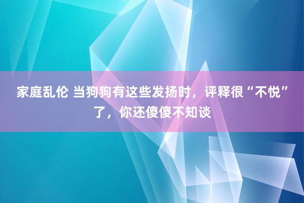 家庭乱伦 当狗狗有这些发扬时，评释很“不悦”了，你还傻傻不知谈