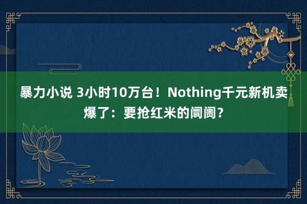 暴力小说 3小时10万台！Nothing千元新机卖爆了：要抢红米的阛阓？