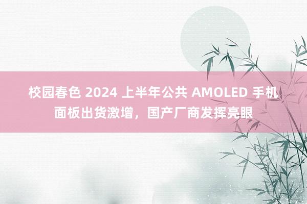 校园春色 2024 上半年公共 AMOLED 手机面板出货激增，国产厂商发挥亮眼