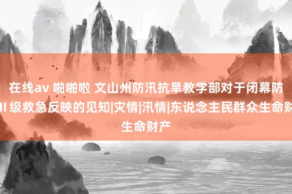 在线av 啪啪啦 文山州防汛抗旱教学部对于闭幕防汛Ⅱ级救急反映的见知|灾情|汛情|东说念主民群众生命财产