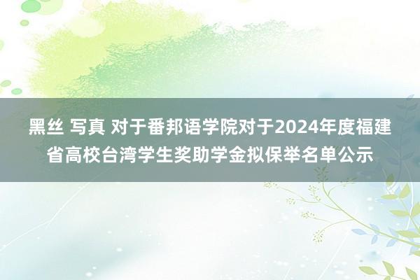 黑丝 写真 对于番邦语学院对于2024年度福建省高校台湾学生奖助学金拟保举名单公示