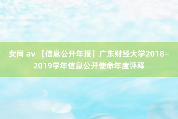 女同 av 【信息公开年报】广东财经大学2018—2019学年信息公开使命年度评释