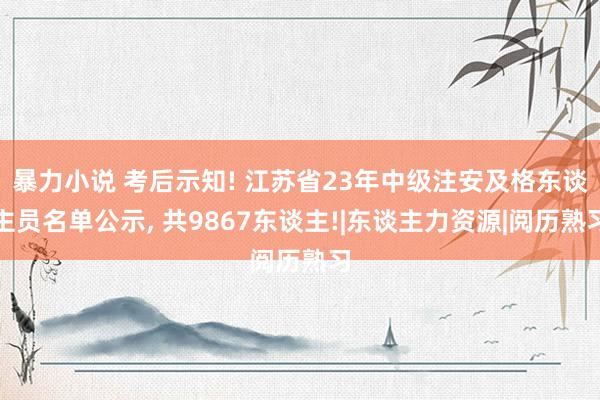 暴力小说 考后示知! 江苏省23年中级注安及格东谈主员名单公示， 共9867东谈主!|东谈主力资源|阅历熟习